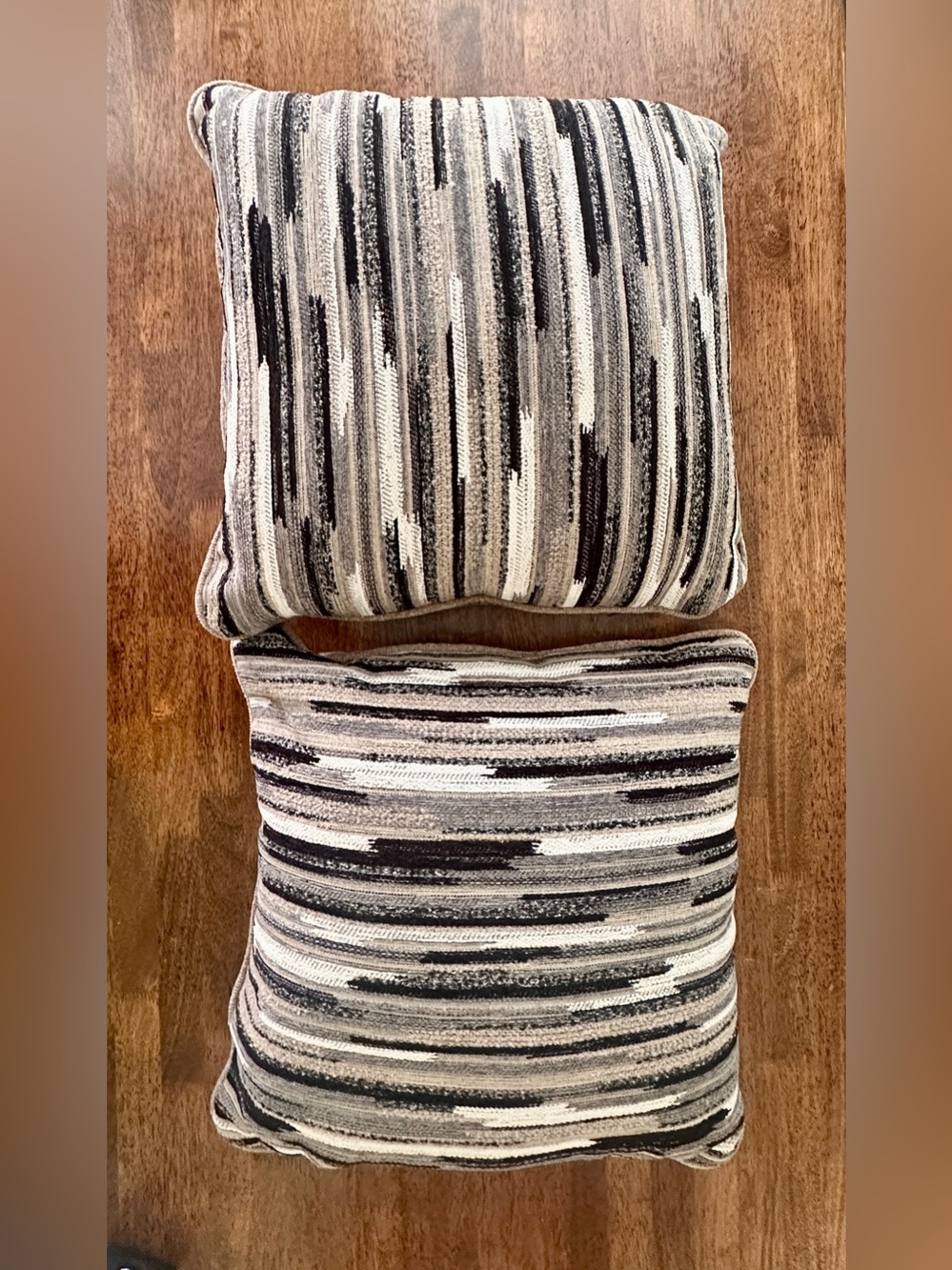NEW! Pair(2) of Accent Throw Pillows, Square (Neutral Grandma-Sweater & Greige)